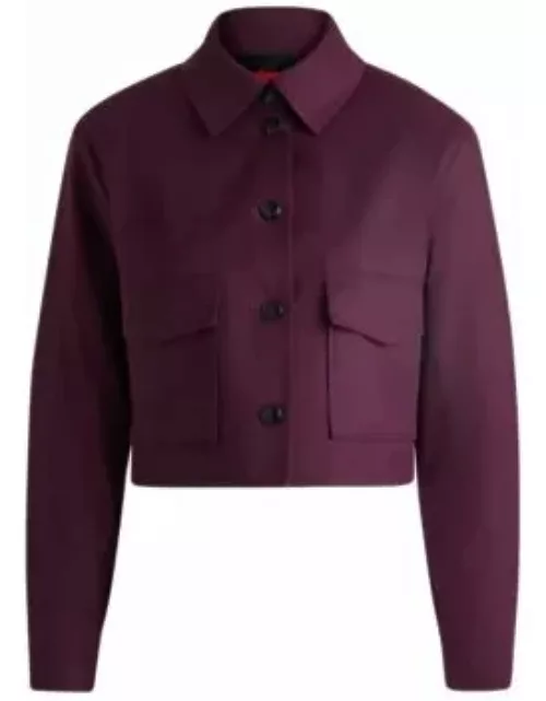 Regular-fit jacket in a melange flannel blend- Purple Women's Cropped Jacket