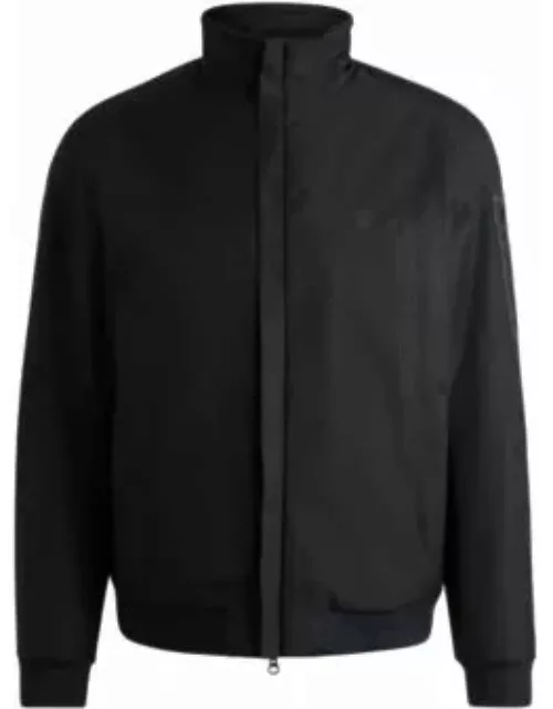 Water-repellent padded bomber jacket with logo-print underplacket- Black Men's Casual Jacket