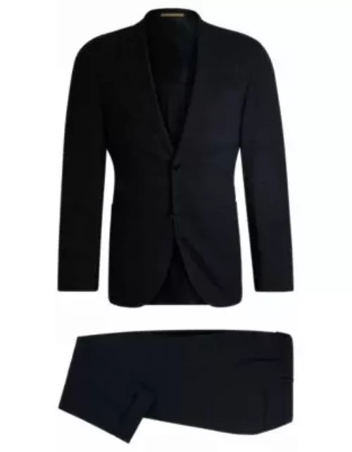 Slim-fit suit in a checked wool blend- Dark Blue Men's Business Suit