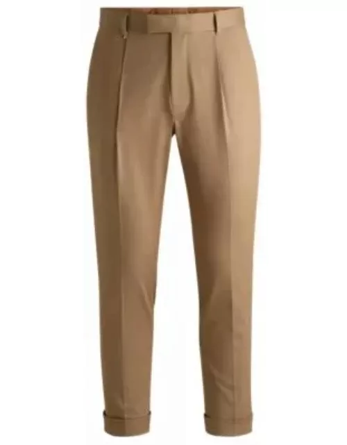 Relaxed-fit trousers in stretch fabric with pleat front- Light Beige Men's All Clothing