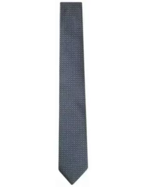Silk tie with jacquard pattern- Dark Blue Men's Tie
