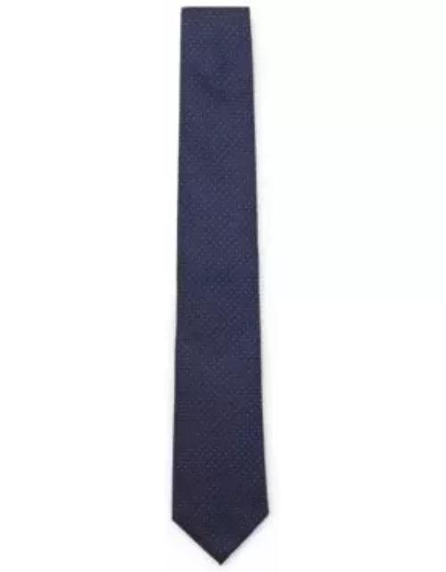 Silk tie with jacquard pattern- Dark Blue Men's Tie