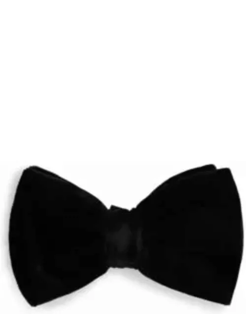 Pre-tied bow tie in cotton velvet- Black Men's Bow Tie