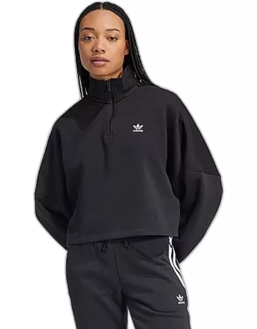 Women's adidas Originals Trefoil Essentials Half-Zip Fleece Sweatshirt