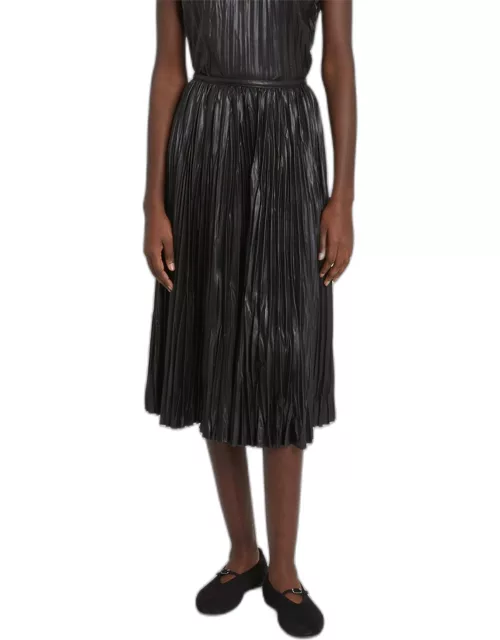 Rosalyn Pleated Faux-Leather Skirt