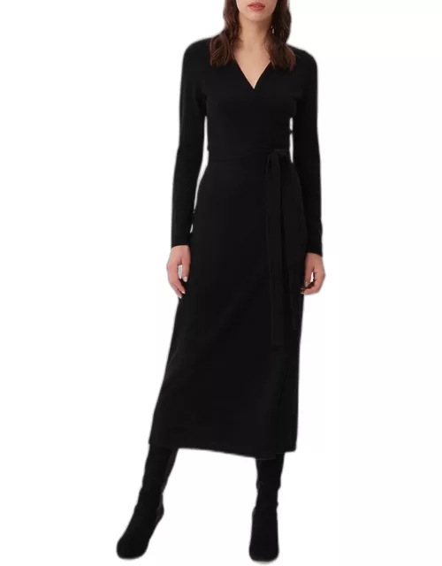 Astrid Wool-Cashmere Midi Wrap Dres