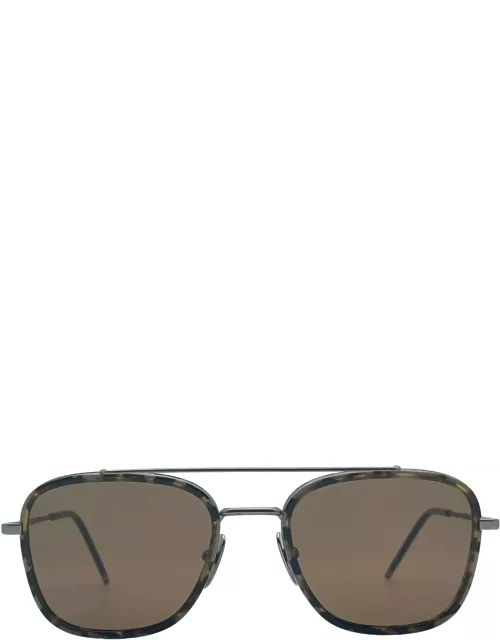 Thom Browne Rectangular Aviator - Brown Tortoise Sunglasse