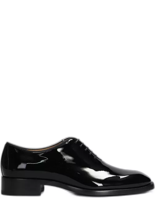 Christian Louboutin Corteo Lace Up Shoes In Black Patent Leather