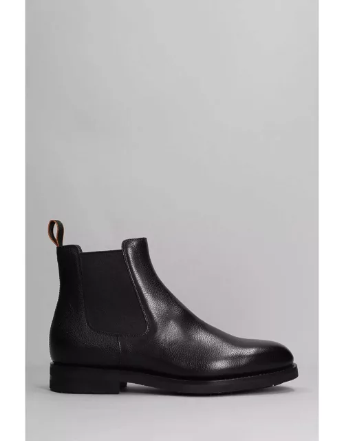 Santoni Enver Ankle Boots In Black Leather