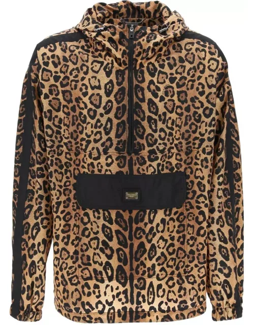 Dolce & Gabbana Leopard-printed Logo Plaque Hooded Jacket