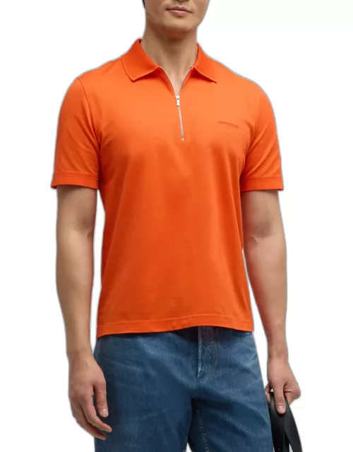 Men's Zip Logo Polo Shirt