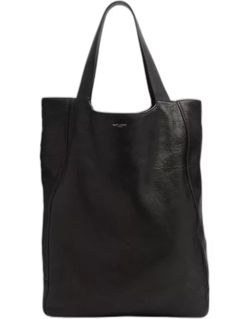 Men's Grained Leather Maxi Tote Bag