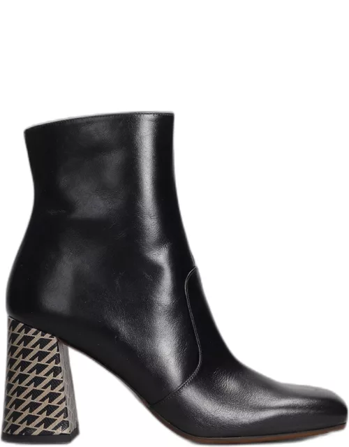 Chie Mihara Oysi High Heels Ankle Boots In Black Leather