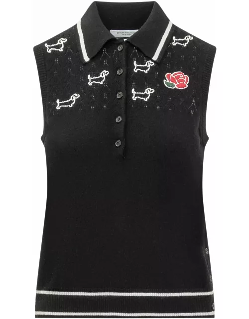 Thom Browne Polo Shirt With Rose And Hector Logo