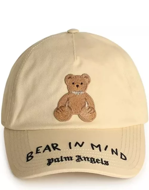 Palm Angels bear In Cream Cotton Cap