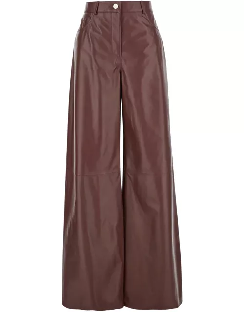 ARMA catania Brown Wide Pants In Smooth Leather Woman