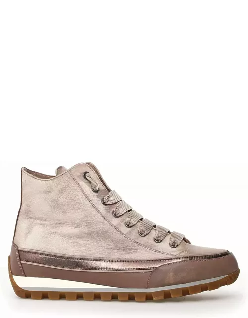 Candice Cooper Beige Nappa Leather High-top Sneaker