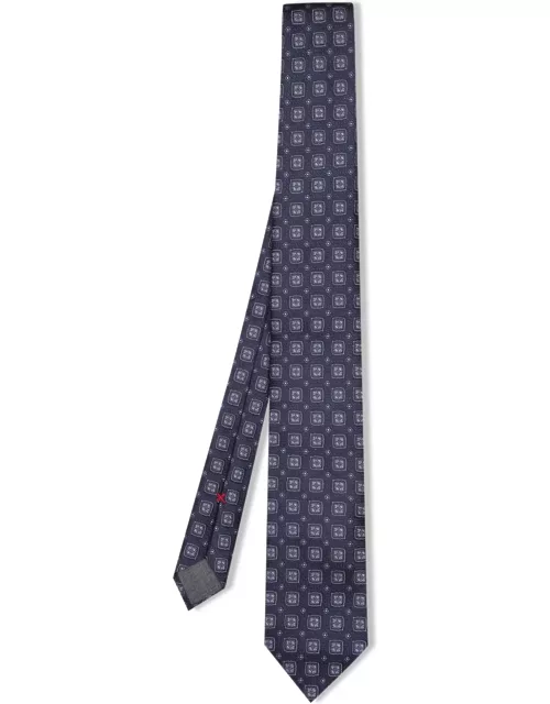 Brunello Cucinelli Blue Geometric Tie