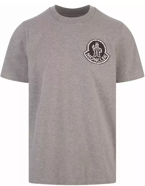 Moncler Grey T-shirt With Logoed Print