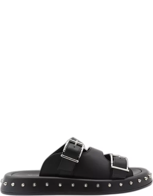 Alexander McQueen Black Leather Sandal