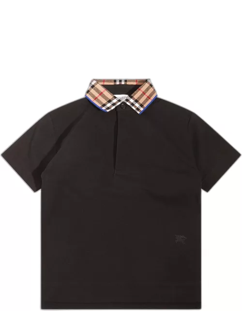 Burberry Black And Archive Beige Cotton Polo Shirt