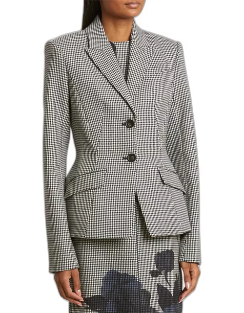 Houndstooth Single-Breasted Tailored Blazer
