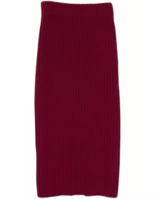 Ribbed Cashmere Midi Pencil Skirt