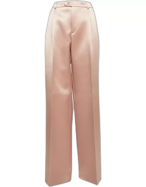 Gucci Pink Satin Pleated Straight Trousers