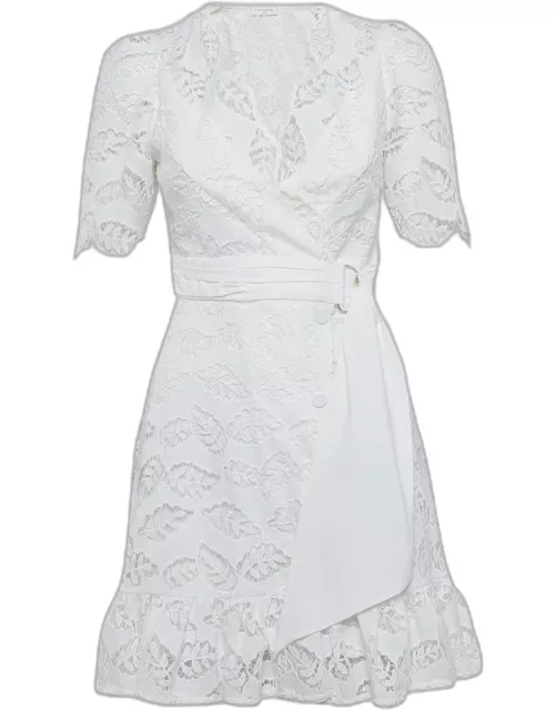 Sandro White Lace Belted Mini Dress