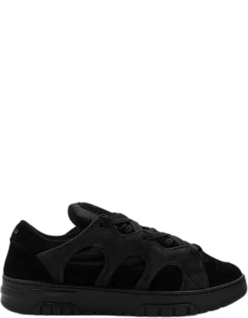 Model 1 black mesh and suede sneaker