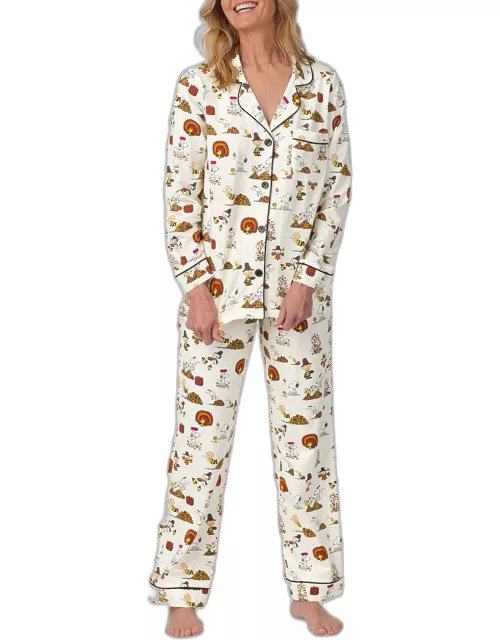 Thanksgiving Peanuts-Print Jersey Pajama Set