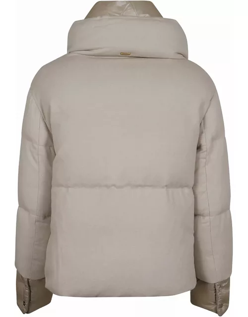 Herno Bomber Down Jacket In Cash, Silk And Nylon