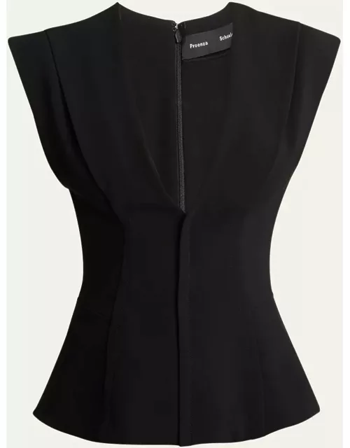 Janet Pintuck Deep V-Neck Crepe Top