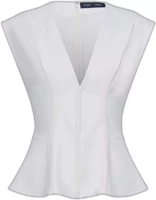 Janet Pintuck Deep V-Neck Crepe Top