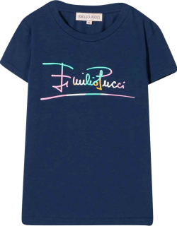 Emilio Pucci Blue T-shirt With Multicolor Print