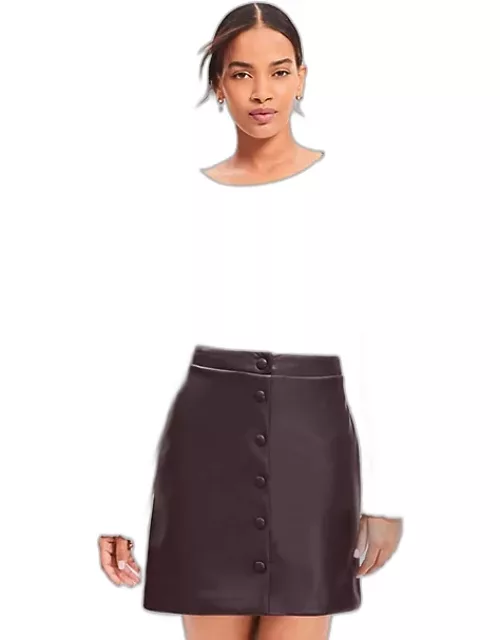 Loft Faux Leather Snap Mini Skirt