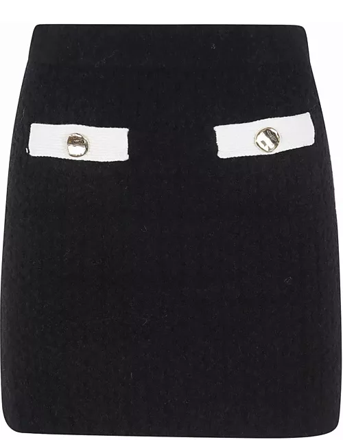 self-portrait Black Cashmere Blend Knit Skirt