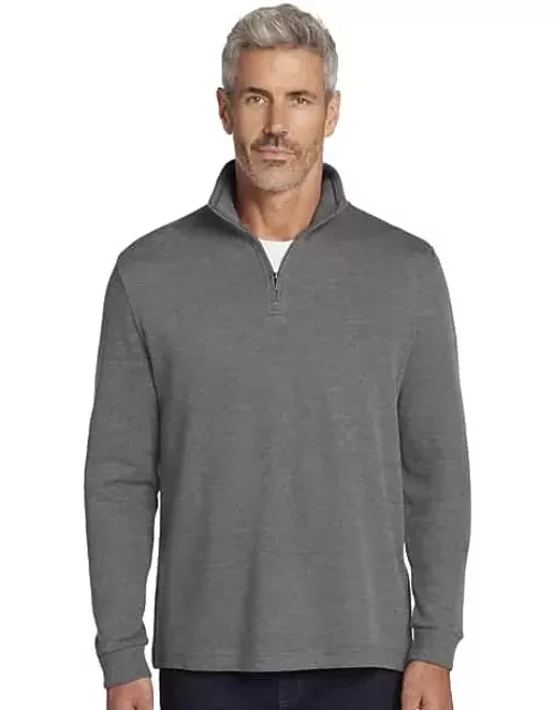 Joseph Abboud Big & Tall Men's Modern Fit French Rib Knit 1/4-Zip Sweater Dark Grey