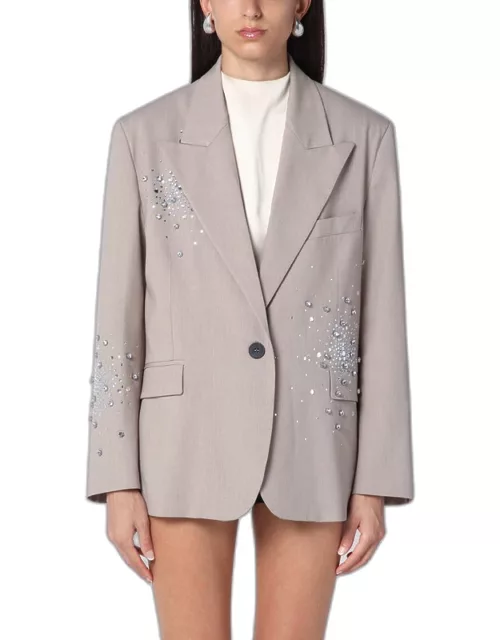 Beige single-breasted jacket with crystal