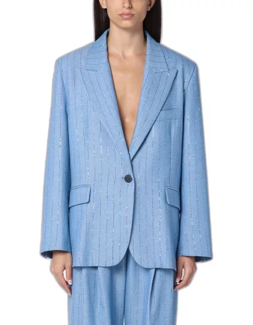 Light blue single-breasted jacket in wool blend