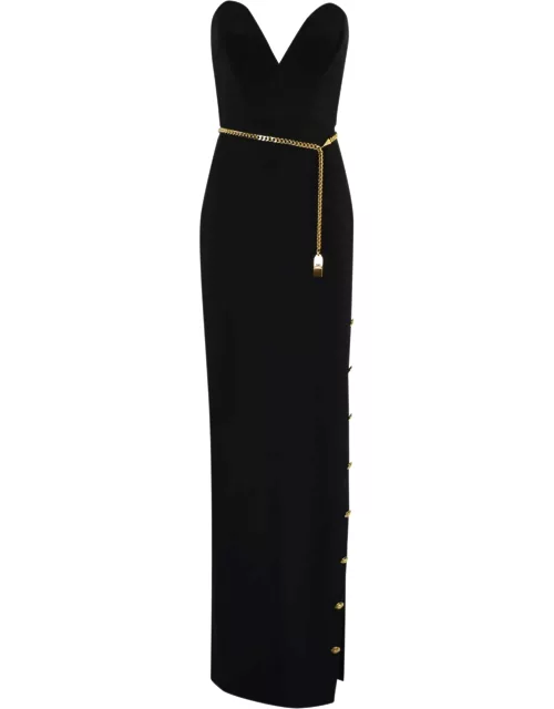 Elisabetta Franchi Red Carpet Dress In Crepe With Bustier Neckline