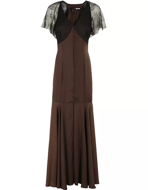 Rotate by Birger Christensen Lace Maxi V Neck Dres