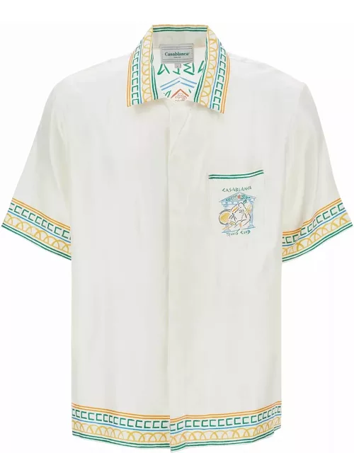 CASABLANCA silk crayon temple tennis club shirt