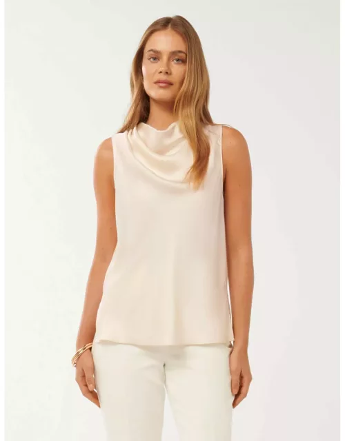 Forever New Women's Sallie Satin Cowl-Neck Tank Top in Bone