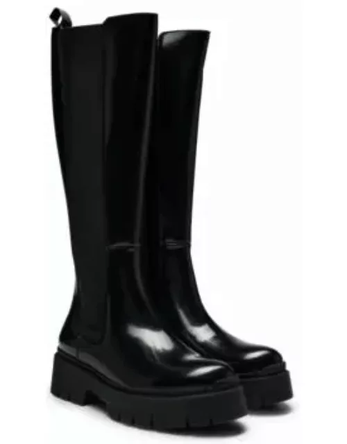 Knee-high Chelsea boots in faux leather- Black Women's Boot