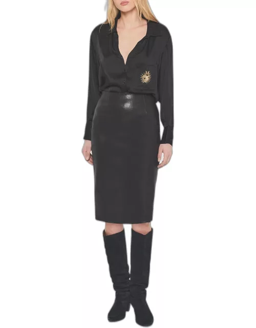 Claude Stretch Leather Skirt