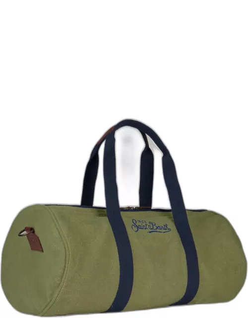 MC2 Saint Barth Green Linen Travel Duffle Bag Jetleg