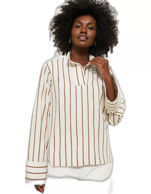 Ecru and Camel Paavo Stripes Top