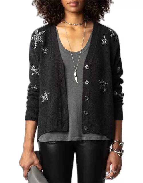 Mirka Cashmere Tweed Star Cardigan