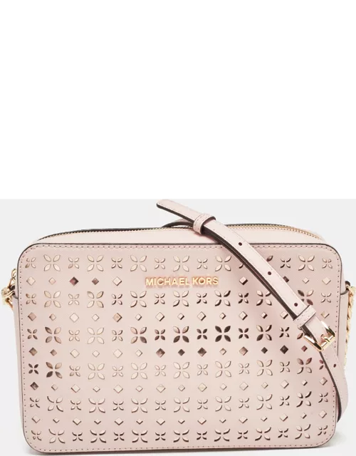 Michael Kors Light Pink Leather Lasercut East West Crossbody Bag